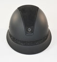 Load image into Gallery viewer, Samshield 1.0 Miss Shield Limited Edition SM Matte Black Trim Top and Band Alcantara Front Band Crystal Fabric Swarovski Black 5 Frontal Jet Black Swarovski Crystals Helmet-Large