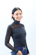 Load image into Gallery viewer, Kismet Turtleneck Schooling Shirt Mesh Panel “Alexa Lux”