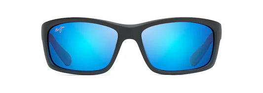 Maui Jim KANAIO COAST Matte Translucent Blue Black with Stripe-Blue Hawaii Lens Polarized Wrap Sunglasses