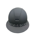 Load image into Gallery viewer, Miss Shadowmatt 2.0 Black Jematite Crystals Trim Black Glacier Swarovski Crystals Band-Custom Helmet
