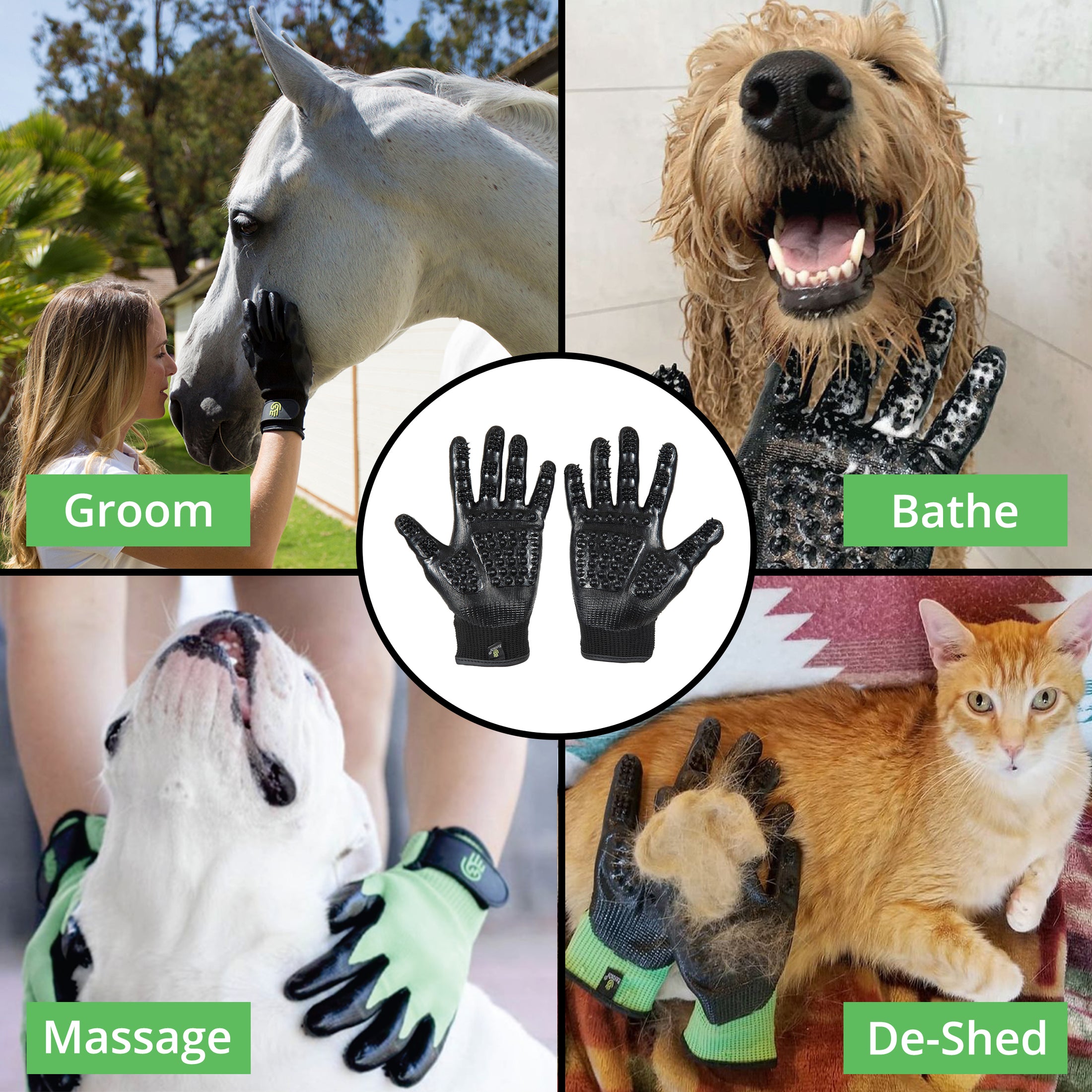 HandsOn All-In-One Pet Bathing & Grooming Gloves