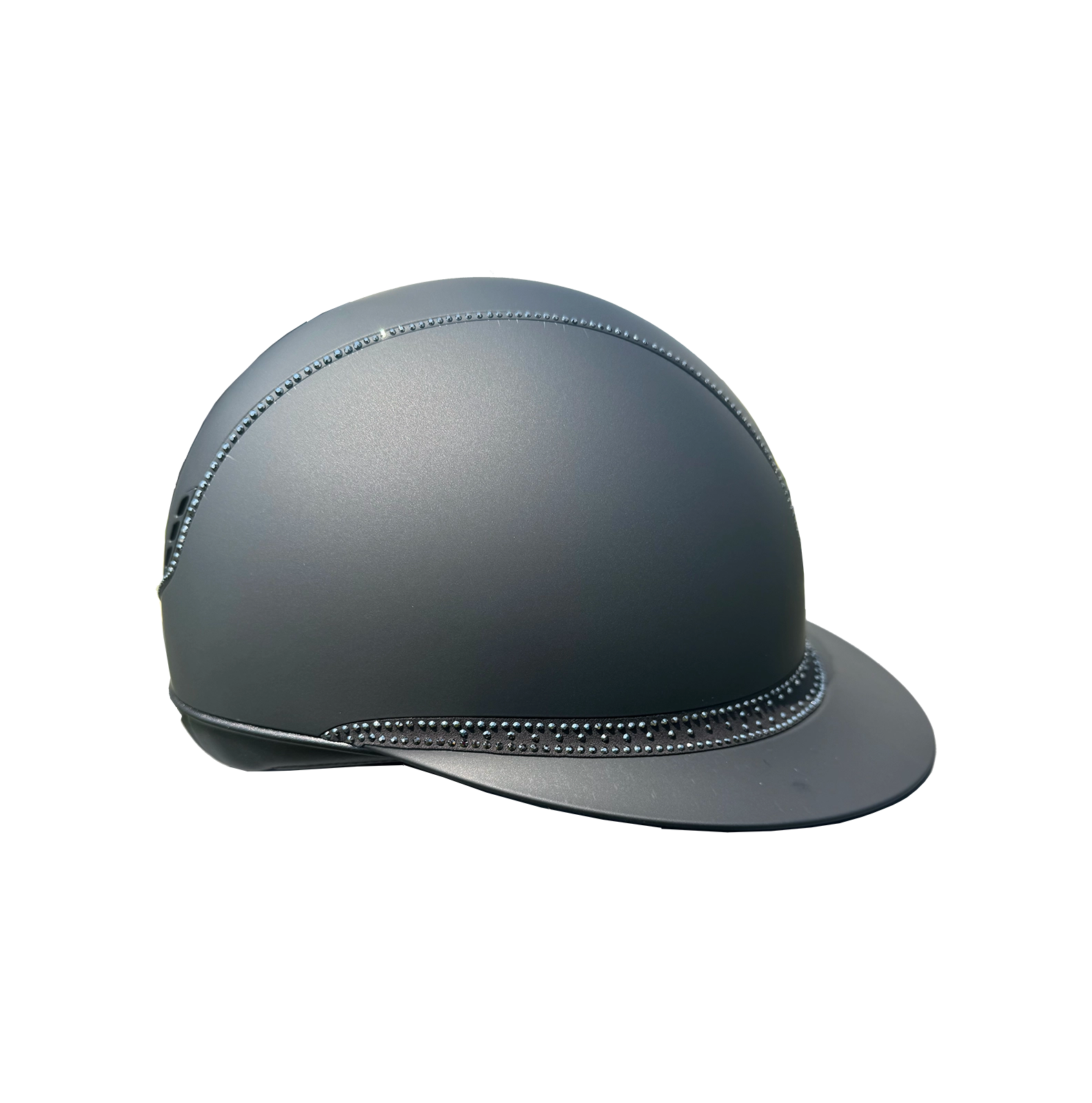 Miss Shadowmatt 2.0 Black Tiara and Trim with Black Crystals Black Mat Blazon-Custom Helmet