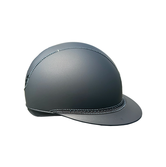 Miss Shadowmatt 2.0 Black Tiara and Trim with Black Crystals Black Mat Blazon-Custom Helmet