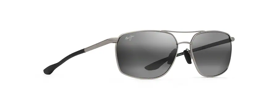 Maui Jim PU‘U KUKUI Silver-Neutral Grey Lens Polarized Rectangular Sunglasses