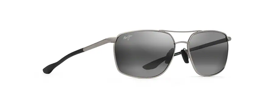 Maui Jim PU‘U KUKUI Silver-Neutral Grey Lens Polarized Rectangular Sunglasses