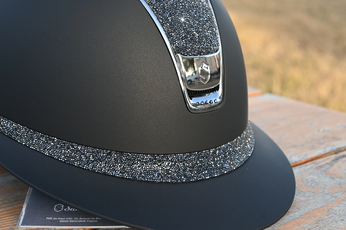 Custom Miss Shield 2.0 Miss Paint Matt Black Ultra Fine Rock Night Shade Frontal Band Chrome Trim / 5 Swarovski