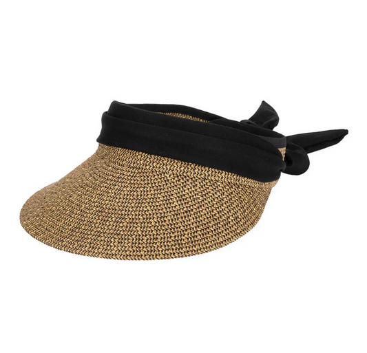 San Diego Hat Company Crew - Women's Ultrabraid Visor with Wrap Around Tie - Black