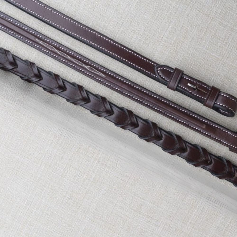 Black Oak 5/8" Square Raised Fancy Laced Reins