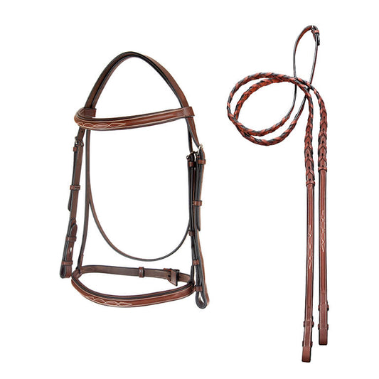 Arc de Triomphe Imperial Bridle with Raised Fancy Laced Reins Regular