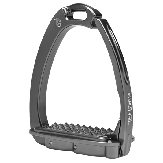 Tech Stirrups Venice Sloped EVO Titanium with Fuchsia Swarovski Crystals