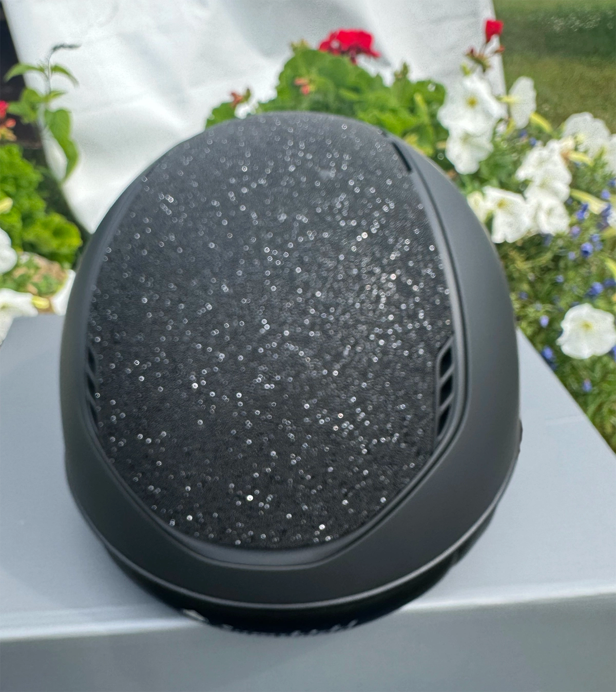 Miss Shadowmatt 2.0 Dark Line Black Crystal Fabric Frontal Band and Top Black Blazon-Custom Helmet