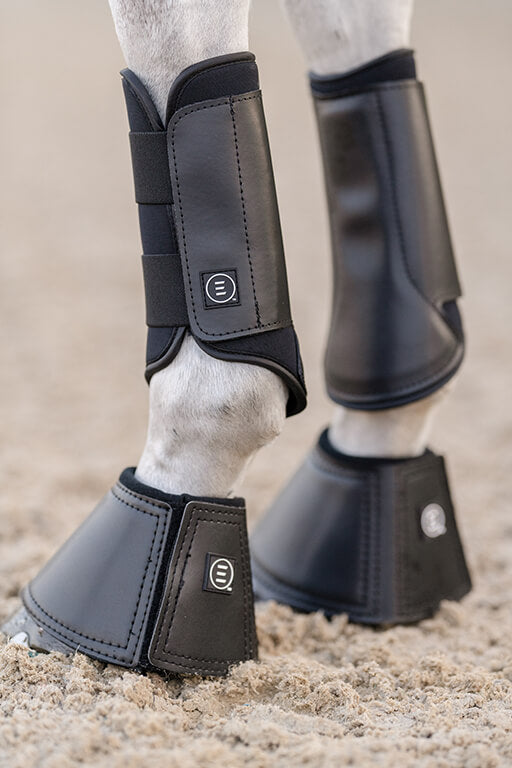 EquiFit Essential Bell Boots  Fleeced Rolled Top Black/Black