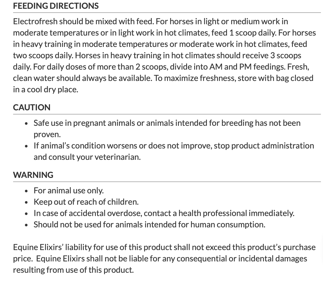 Equine Elixirs ELECTROFRESH® Electrolyte