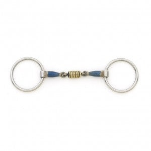 Centaur® Blue Steel Double Jointed Mouth Loose Ring BIt with Brass Rollers