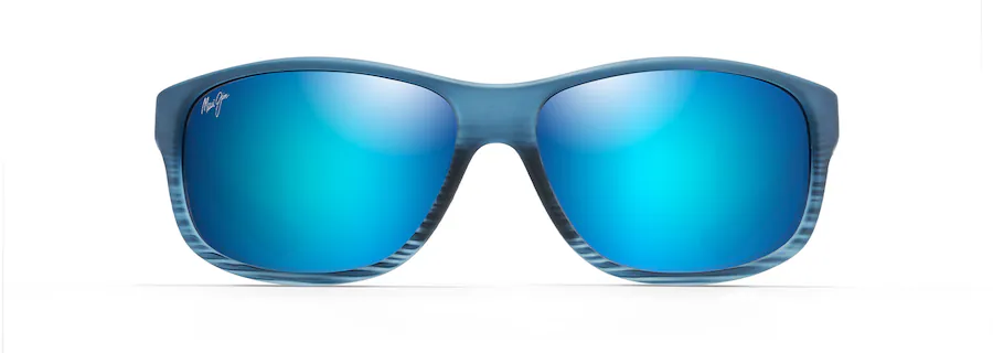 Maui Jim KAIWI CHANNEL Blue Black Stripe-Blue Hawaii Lens Polarized Wrap Sunglasses