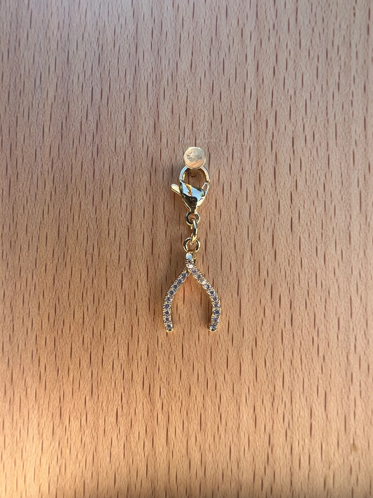 Sparkly Wishbone Braid Charm