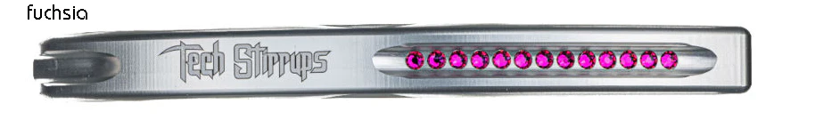 Tech Stirrups Venice Sloped EVO Titanium with Fuchsia Swarovski Crystals