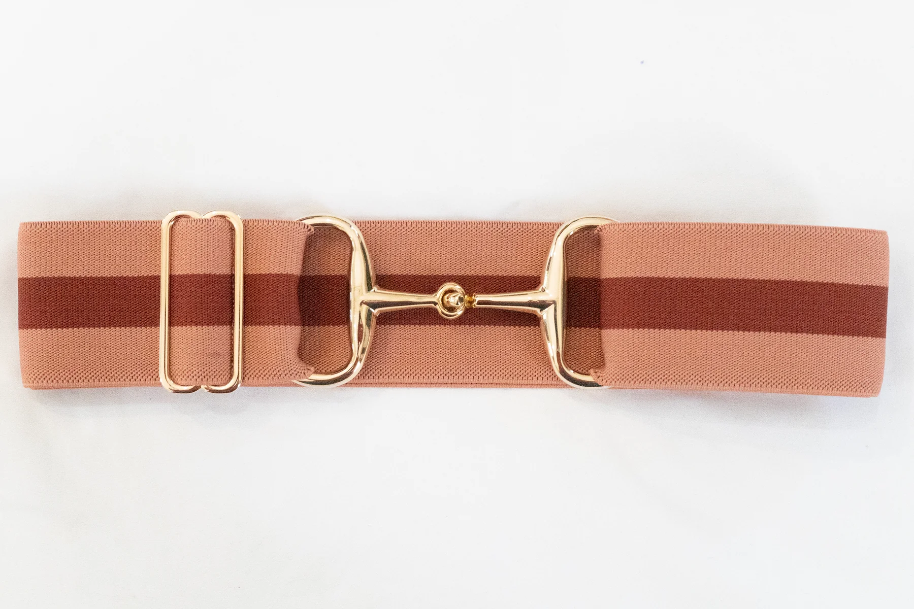 Ellany Elastic Belts 2024 Collection Rose Stripes 2" Gold Snaffle