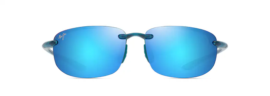 Maui Jim Ho'Okipa  Shiny Transparent Blue Frame with Blue Hawaii Lens Polarized Rimless Sunglasses