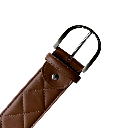 The Tailored Sportsman Quilted C Leather Belt Fall 2024