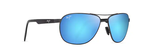 Maui Jim CASTLES Matte Dark Ruthenium with Black-Blue Hawaii Lens Polarized Aviator Sunglasses