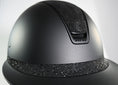 Load image into Gallery viewer, Samshield 1.0 Miss Shield Limited Edition SM Matte Black Trim Top and Band Alcantara Front Band Crystal Fabric Swarovski Black 5 Frontal Jet Black Swarovski Crystals Helmet-Large
