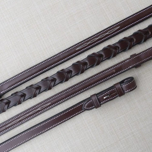 Black Oak 5/8" Round Raised Fancy Laced Reins