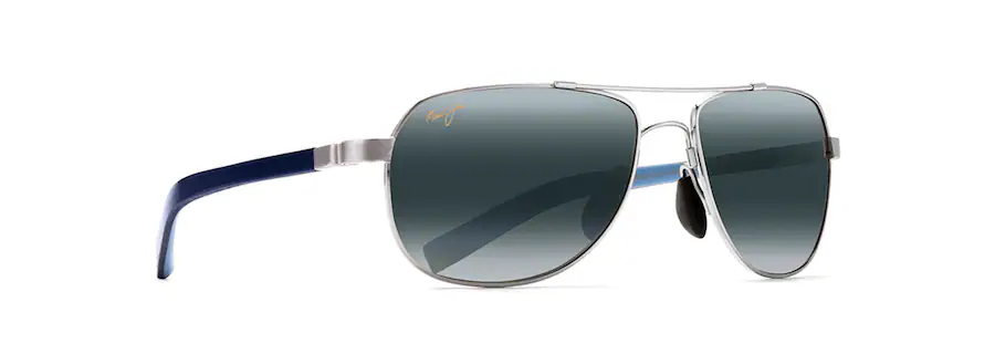 Maui Jim GUARDRAILS SILVER with Blue and Light Blue-Neutral Grey Lens Polarized Aviator Sunglasses