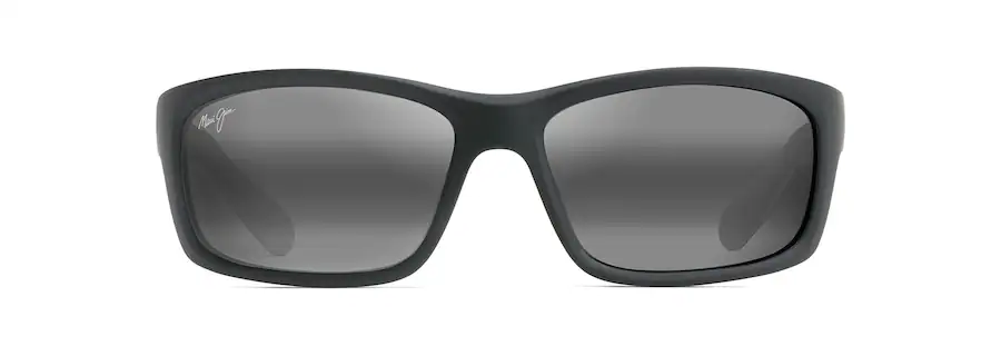 Maui Jim KANA COAST Matte Soft Black with White and Blue FrameNeutral Grey Lens Polarized Wrap Sunglasses