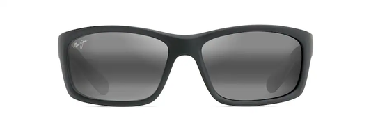 Maui Jim KANA COAST Matte Soft Black with White and Blue FrameNeutral Grey Lens Polarized Wrap Sunglasses