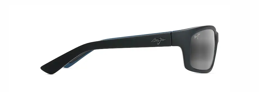 Maui Jim KANA COAST Matte Soft Black with White and Blue FrameNeutral Grey Lens Polarized Wrap Sunglasses