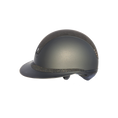 Load image into Gallery viewer, Samshield 2.0 Miss Shield Shadowmatt Dark Line Alcantara Top Black Crystal Fabric Frontal Band and Blazon with 5 Jet Black Swarovski Crystals - Custom Helmet
