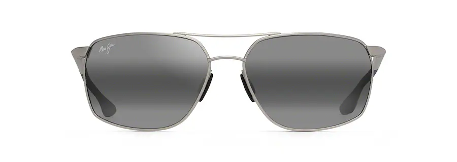 Maui Jim PU‘U KUKUI Silver-Neutral Grey Lens Polarized Rectangular Sunglasses