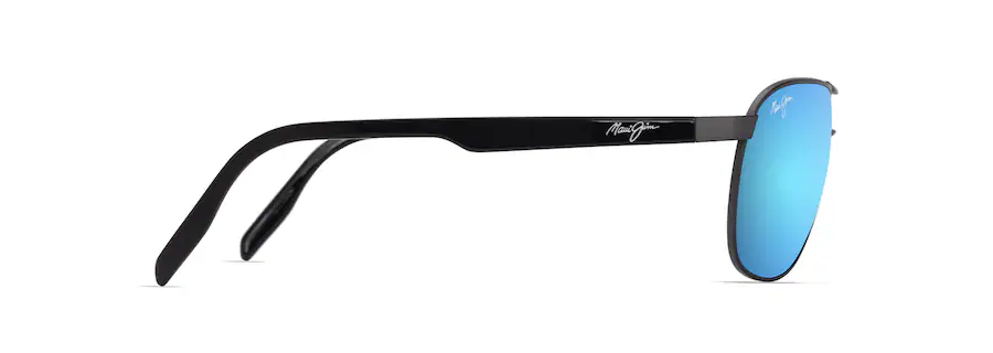Maui Jim CASTLES Matte Dark Ruthenium with Black-Blue Hawaii Lens Polarized Aviator Sunglasses