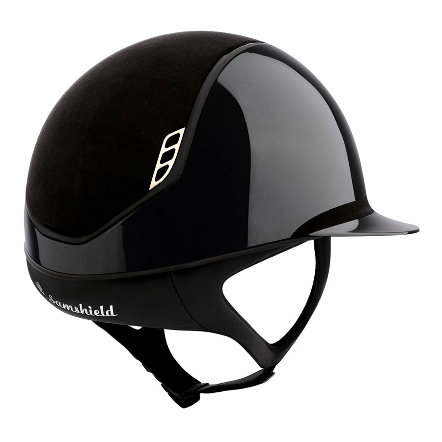 Samshield 2.0 Miss Shield Shadow Glossy Helmet Alcantara Top  Matt Black Trim & Blazon