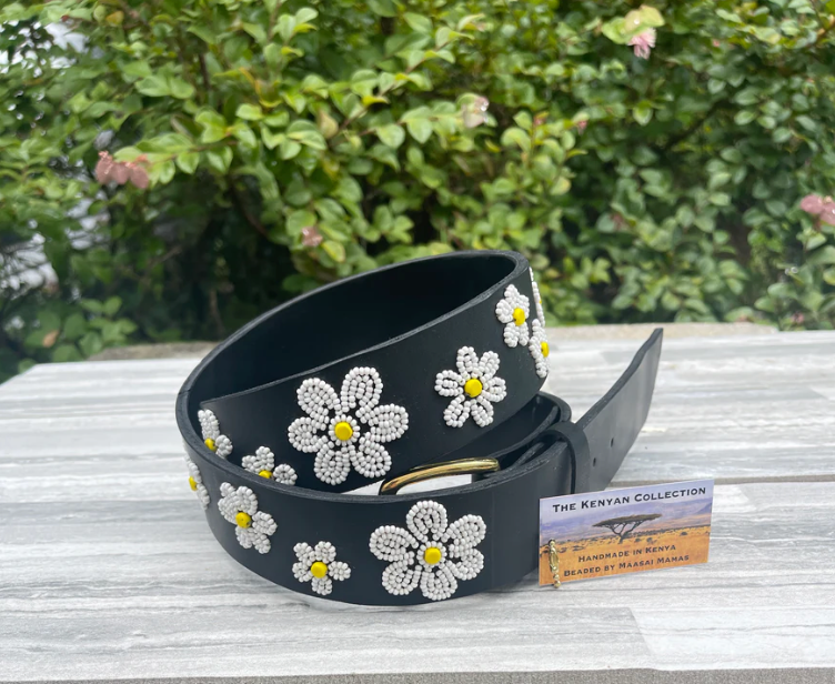 The Kenyan Collection Daisies Beaded Belt Wide Width